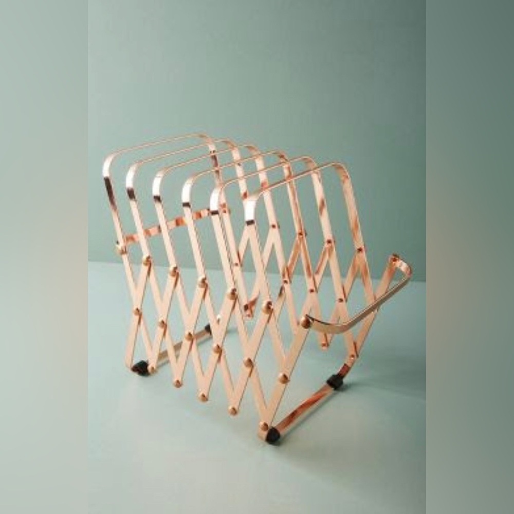 ANTHROPOLOGIE Rose Gold File Holder FOLDABLE MAGAZINE RACK